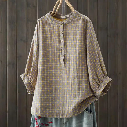 Women's blouse women Japanese cotton yarn print shirts & blouses summer top three-quarter sleeve shirt women's clothing