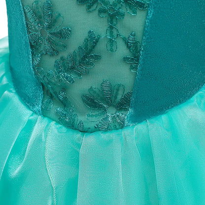 Kids Mermaid Dress Halloween Long Sleeve Princess Costume Children Luxury Fluffy Tulle Frocks Child Mermaid Birthday Party Gown