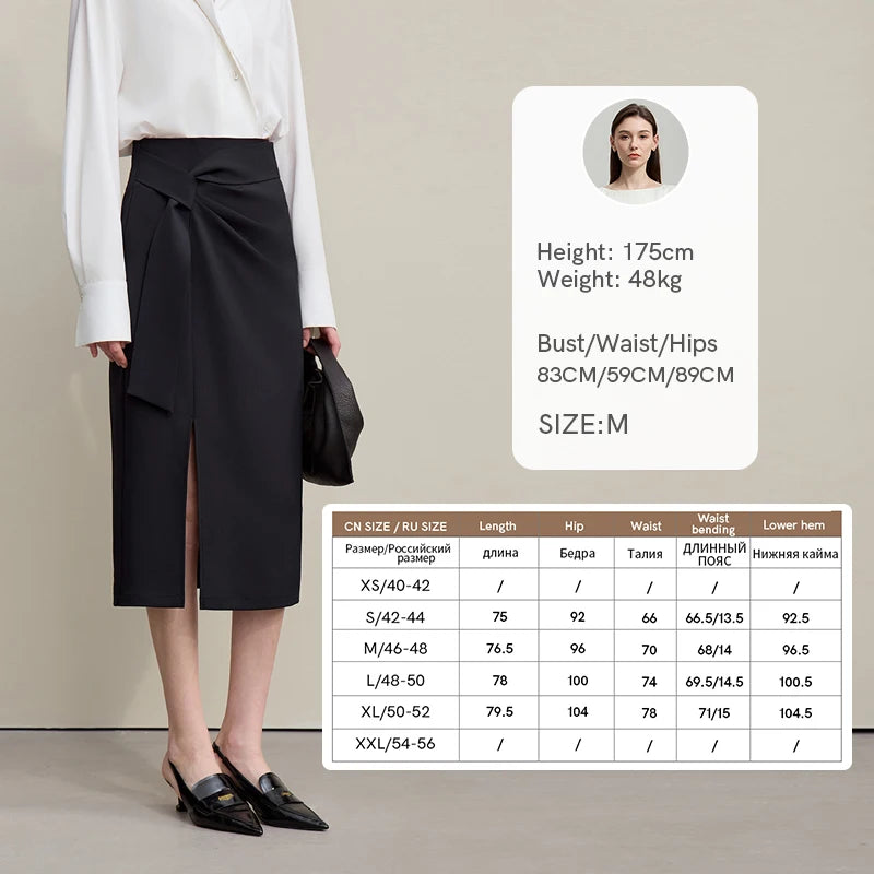 Women's Skirt 2026 Spring New H-Line Elegant Anti-wrinkle Split Skirt Solid Mid-length Versatile Woman Clothes 12621005