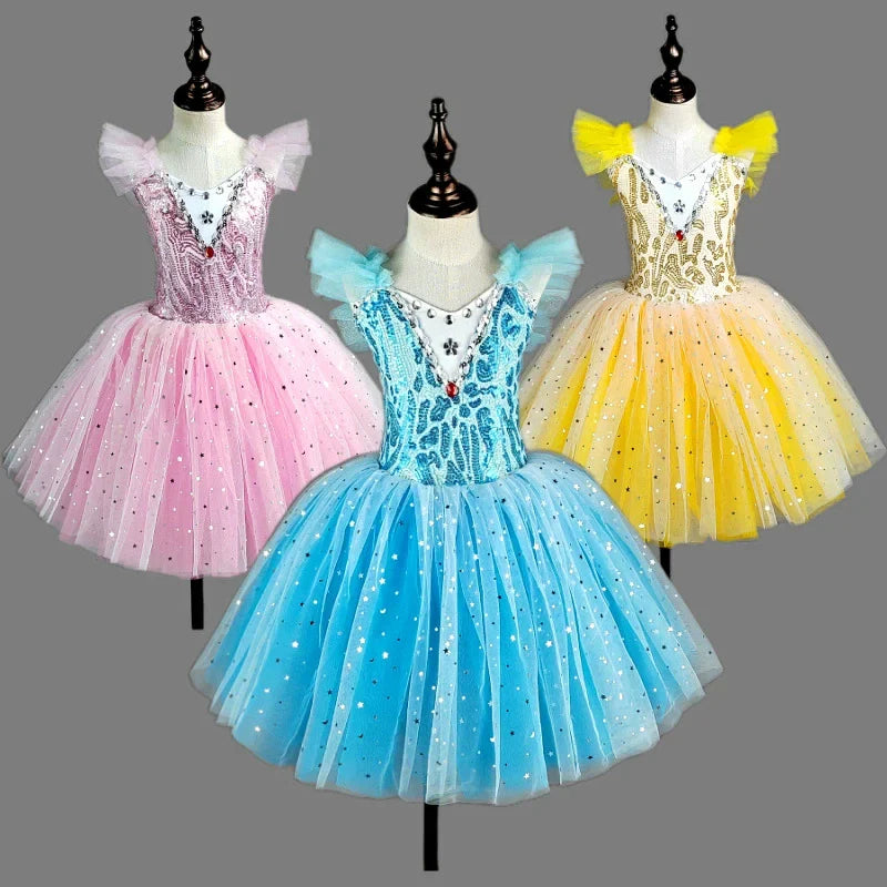 Children's Ballet Skirt Dance Girls Dress Tutu Performance Costume Flower Princess Ballet Girl Clothing Vestidos Kids Ballerine