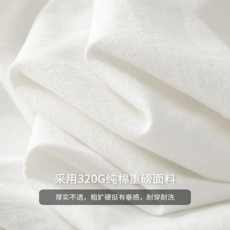 11.2 Oz Heavyweight Autumn Long Sleeved T Shirt for Men 100%Cotton Plain Shirt O-Neck White Tops Oversized Men's Clothing
