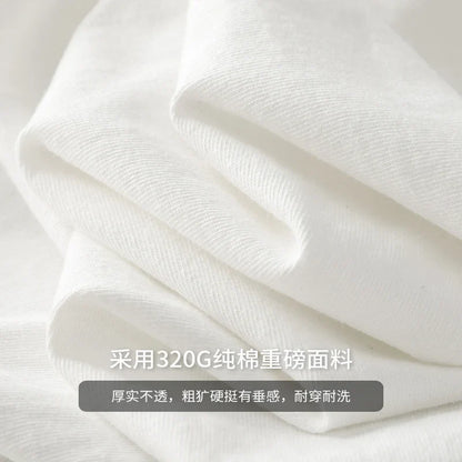 11.2 Oz Heavyweight Autumn Long Sleeved T Shirt for Men 100%Cotton Plain Shirt O-Neck White Tops Oversized Men's Clothing