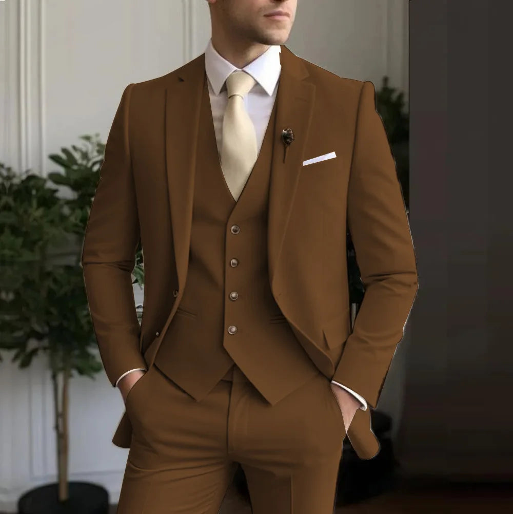 Men's White/Black Terno Suit with Notch Lapel 3-Piece Wedding/Business Man Clothing(Jacket Pants Vest)for Home Party Occasions