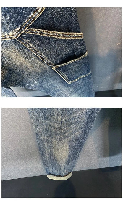 Autumn and Spring Fashion Trend American Vintage Straight Leg Denim Pants for Men Casual Loose Comfortable High Quality Pants