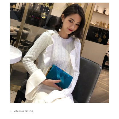 Silky Satin Tassel Banquet Bag, Women Elegant Chain Evening Clutch, Cheongsam Fashion Handbag