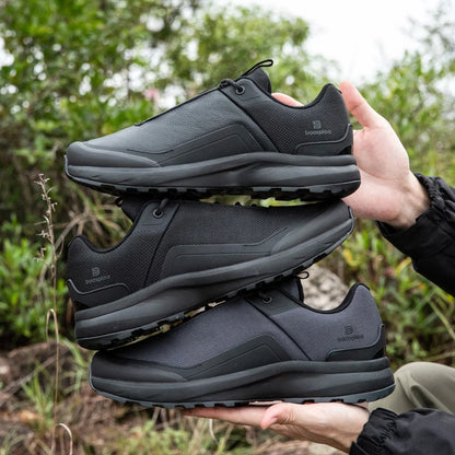 Men Hiking Sneakers Litchi Leather High Quality Male Trekking Climbing Sneakers Non-slip Luxury Designer Outdoor Shoe