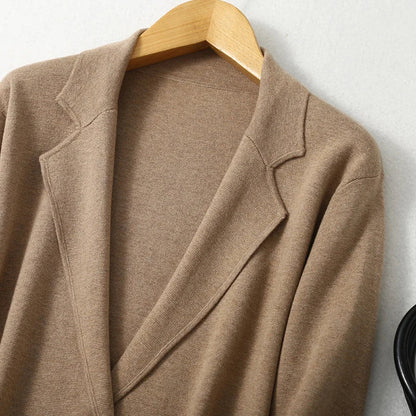 Women Blazer Cashmere Silk Blends Solid Colors Camel Long Sleeve Buttons Down Fashion Jacket Coat  Winter Warm XL XXL LY051