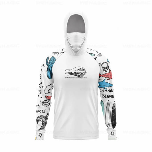 Men Hood Fishing Shirt long sleeve Fishing clothing fishing t shirt uv protection fishing shirt Fishing Apparel