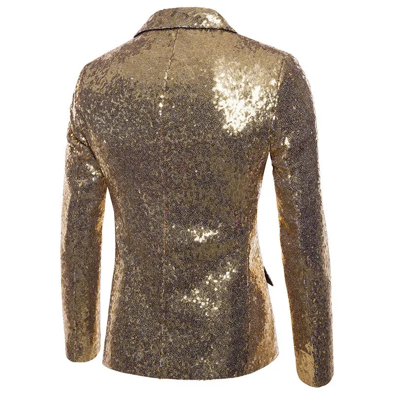 Men's Performance Jacket Gold Sequins Boutique High-end Men's Suits Blazer Korean Nightclub Wedding Host Suits Jacket Male