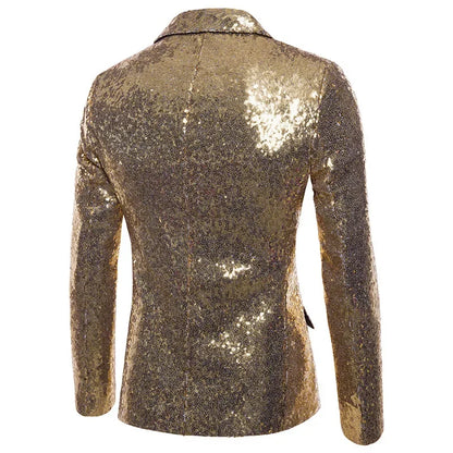 Men's Performance Jacket Gold Sequins Boutique High-end Men's Suits Blazer Korean Nightclub Wedding Host Suits Jacket Male