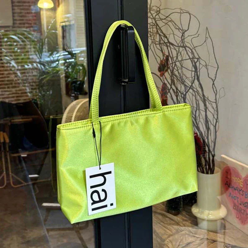 Luxury Premium Designer Elegant Womens Silk Satin Small Tote Solid Color Shoulder Underarm Purse Versatile Fashion Commuting Bag
