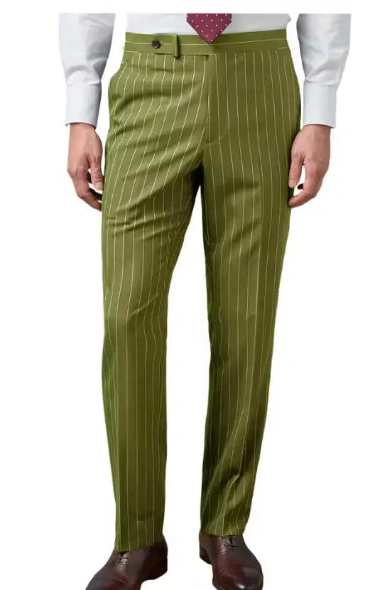 New Men's Suit Pants Haute Couture Grey Striped Slim Fit Business Formal Casual Suit Pant Groom's Dress Pants Office Banquet