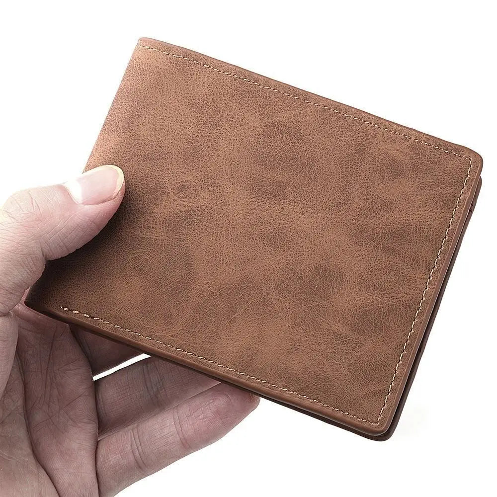 Fashion PU Leather Men Wallet Large-capacity Multi-card Slot Card Bag Folding Money Bag Lightweight Short Skin Short Purse