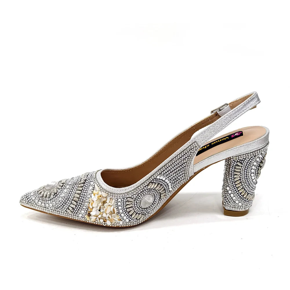 Elegant Italian Design Women's Party Shoes With Matching Handbag - Perfect for Hot African Weddings Stylish Heels and Bag Set