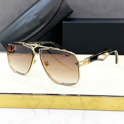 Luxury Me's Sunglasses Large Square Women Alloy Acetate Double Bridges Handmade in Germany High Quality Gafas UV400 THE KING  II