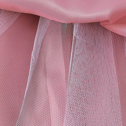 Fluffy Sequin Bridemaid Princess Girls Dress Elegant Bow Pink Wedding Prom Evening Kids Party Dresses for Girl Birthday Costumes