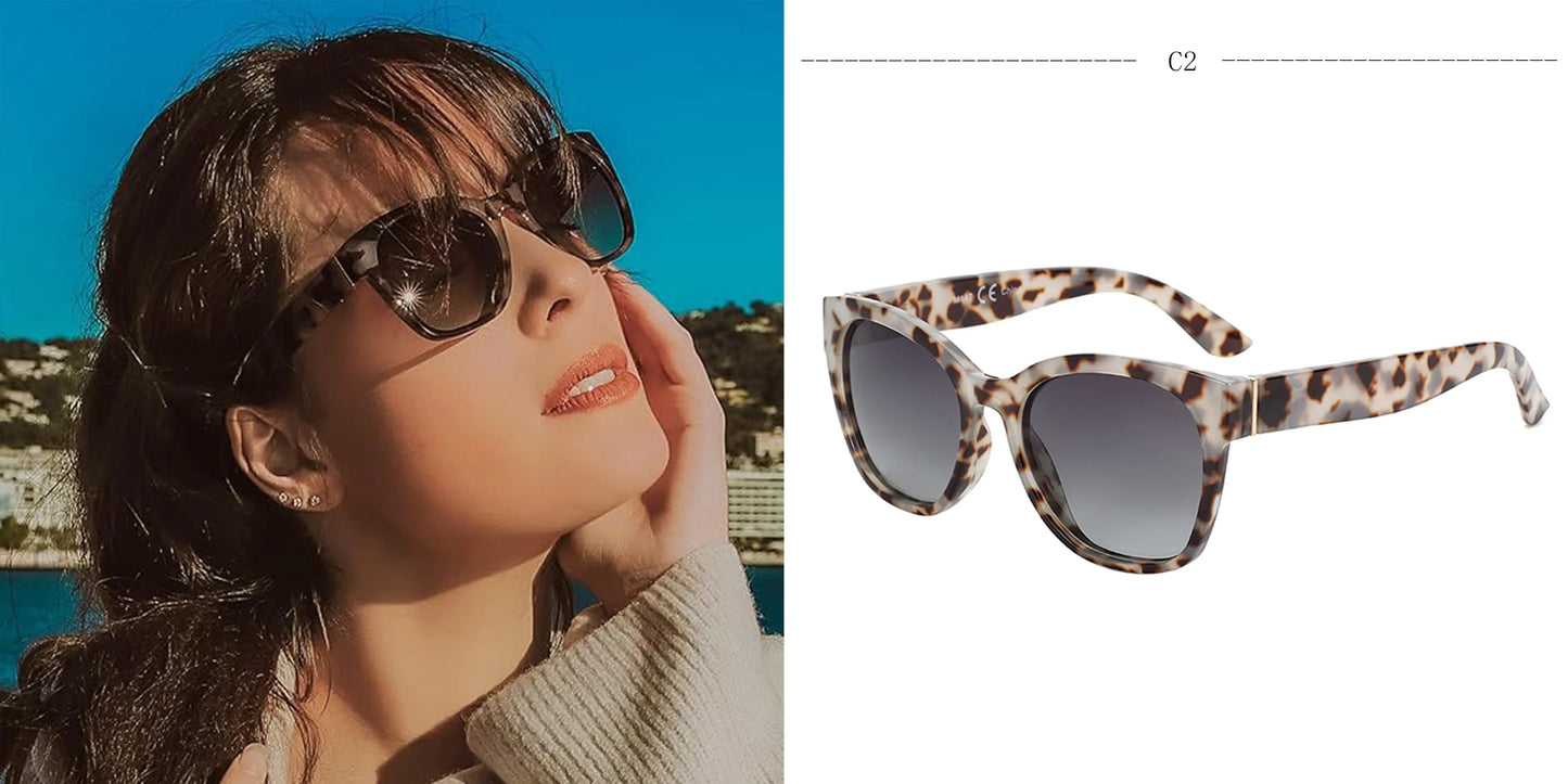 Fashion Original Thick Butterfly Frame Polarized Sunglasses for Women Chunky Uv400 Protection Shade Cat Eye Sun Glasses