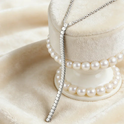 2mm Moissanite Diamond Lariat Tennis Necklace for Women Y-Type Long Tassel Drop NeckChain S925 Sterling Silver Pendant Necklace