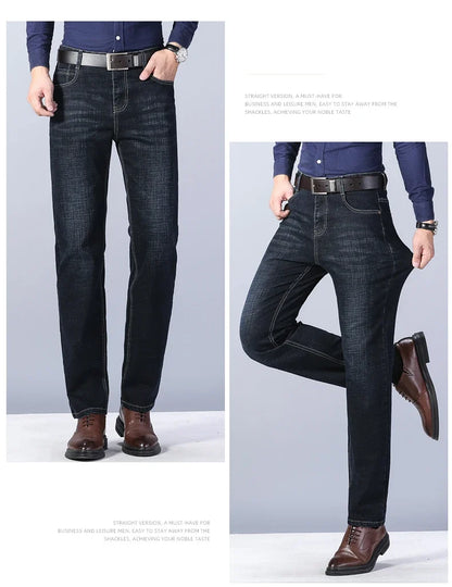 2026 Men's Slim Fashion Denim High Quality Male Pants Elastic Black Blue Leisure Jeans Brand Clothing