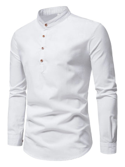 Spring and Autumn Outdoor Activities Fashion Stand collar Long sleeved Pure Cotton Shirt, Casual Fashion Design