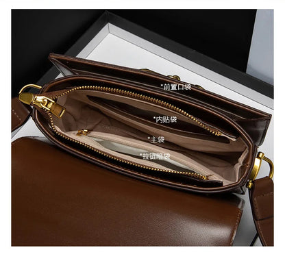 Ladies genuine leather saddle bag, single shoulder bag underarm bag, new fashion versatile niche trend crossbody bag.