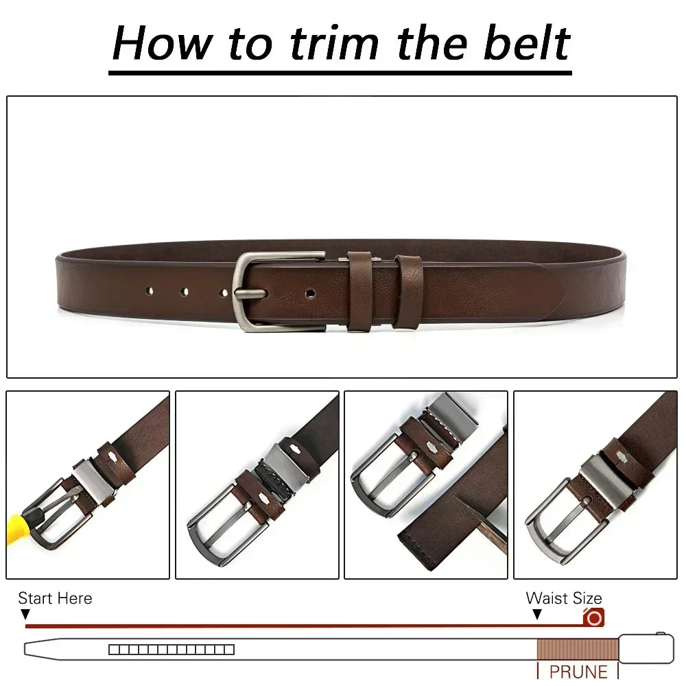 Men's Leather Fashion Classic Belt Metal Pin Buckle Casual Cowhide Men's Vintage Jean's Belts Gifts Belt for Women
