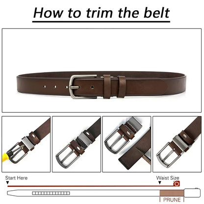 Men's Leather Fashion Classic Belt Metal Pin Buckle Casual Cowhide Men's Vintage Jean's Belts Gifts Belt for Women