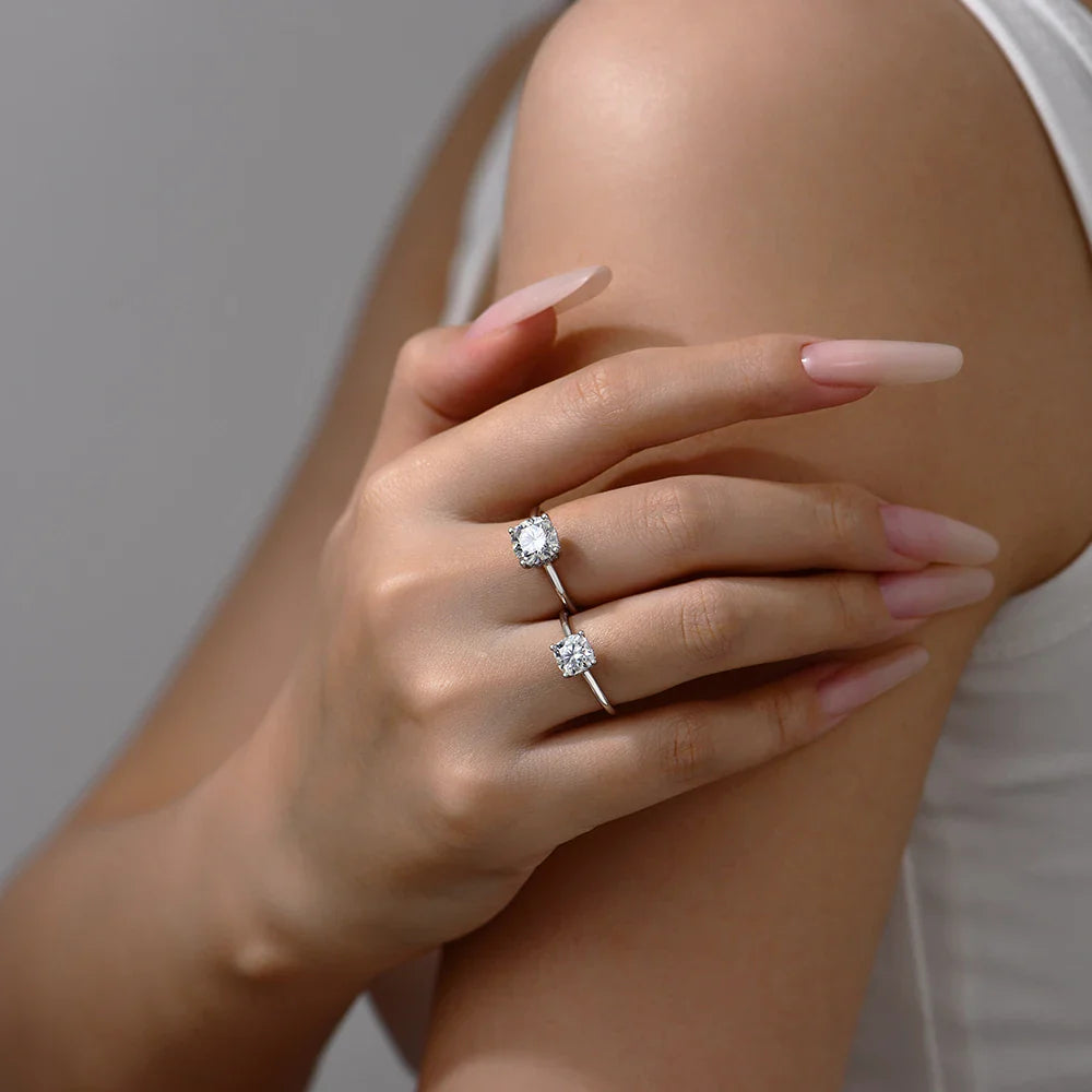 Bague ATTAGEMS Moissanite Taille Coussin 1,5ct 2,5ct DVVS1 Argent 925 Plaqué Or 18K pour Femme Alliance de Mariage Bijoux Fins
