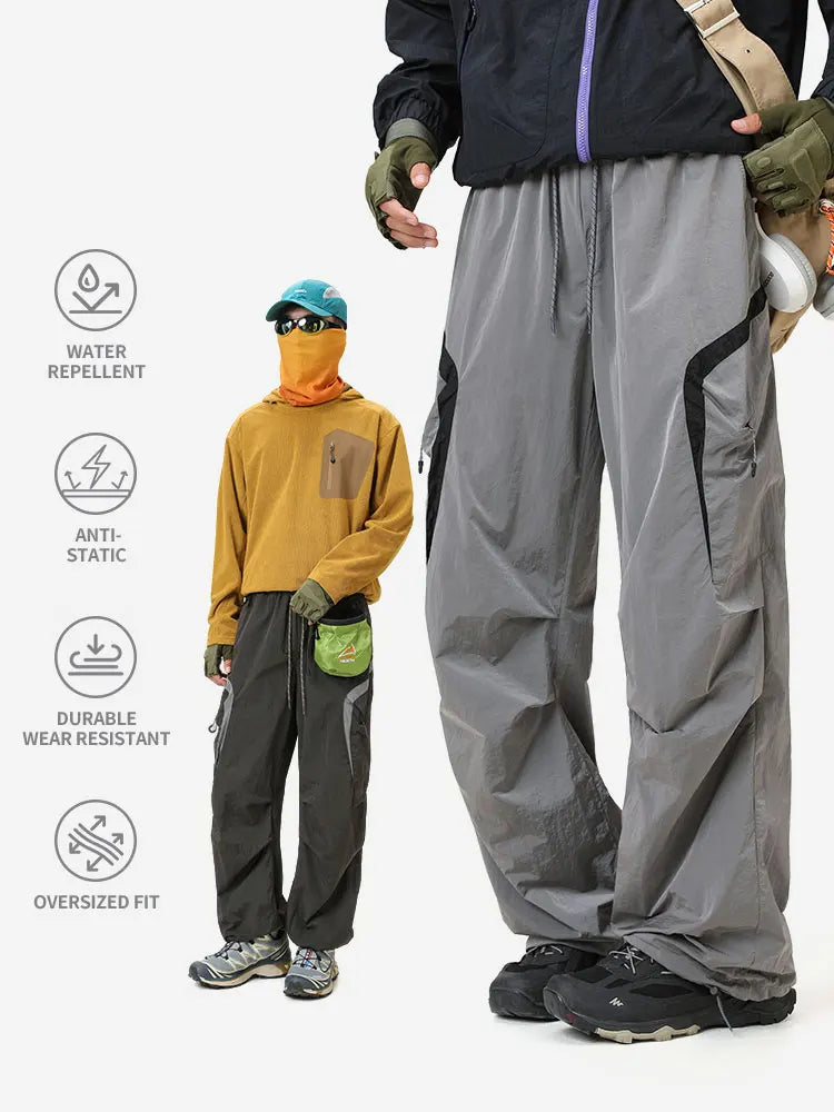 Autumn Hiking Pants Outdoor Patchwork Waterproof Mountaineering Zippered Trousers Male Elastic Waist Camping Fishing Cargo Pants