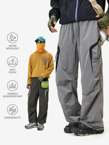 Autumn Hiking Pants Outdoor Patchwork Waterproof Mountaineering Zippered Trousers Male Elastic Waist Camping Fishing Cargo Pants