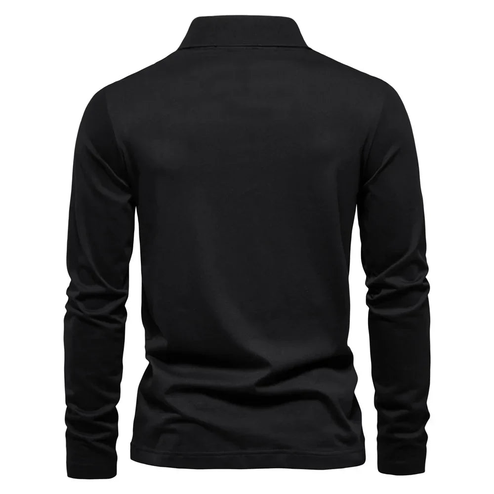 Brand Long Sleeve Men's Polo Shirts 100% Cotton Solid Color Casual Polo Shirts for Men New Sping Autumn Basic Polos Men