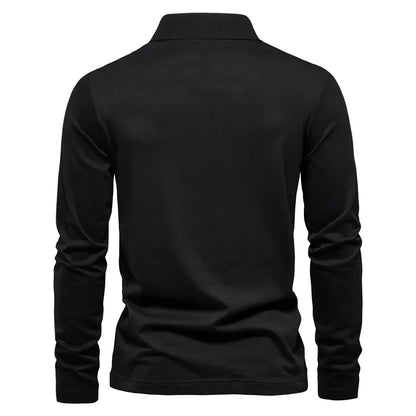 Brand Long Sleeve Men's Polo Shirts 100% Cotton Solid Color Casual Polo Shirts for Men New Sping Autumn Basic Polos Men