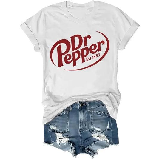 1885 T-Shirt Pepper Soda Lover Dr Pepper Shirt  Women's Harajuku Sleeve Casual Women's T-shirt Clothing Street Aesthetic Clothes