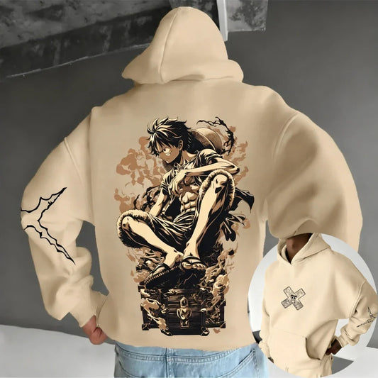 One Piece Men's Hoodie Sweatshirt Monkey D. Luffy Anime Spring Autumn Winter Boy High Quality Long-sleeved Parent-child Outfit