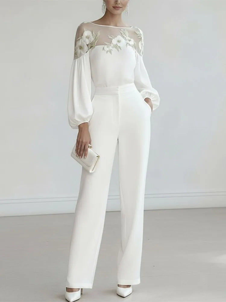 Bonboho Women's Sheer Floral Embroidered Shirt Top 2026 Spring New Puff Sleeves Loose Fit Blouse Female Elegant T-shirt