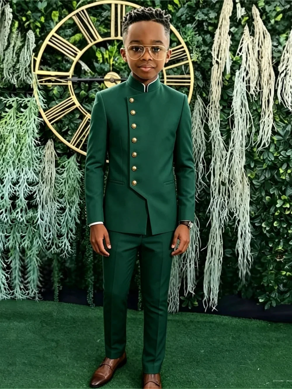 African Boys Suits 2 Pieces Jacket Pants Stage Performance Wear Classic Kids Regular Fit Suit Set Wedding Guest Wear