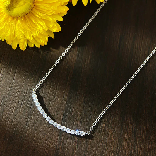 D VVS1 Moissanite Pandent Necklace s925 Sterling Silver Plated 18k White Gold GRA Certified Smile Necklaces for Women