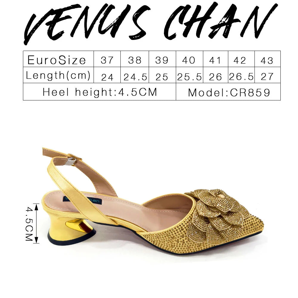 Fashion Ladies Evening Shoes And Bags Paired With Handmade Petal Wine Color Pointed Toe Mid-Heel Nigerian Women Party Shoes