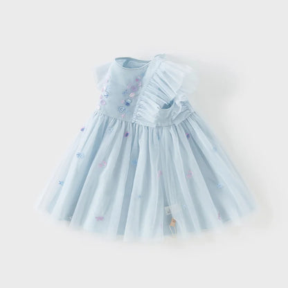 Girls Baby Princess Dress Summer Sweet Shell Embroidery Kids Mesh Elegant Dress Party Outdoor Seaside DB2251295