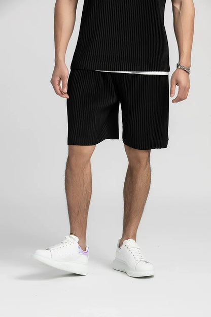 Pleated Shorts For Men Five-point Pants Baggy Casual Sports Shorts Japanese Pleated pants