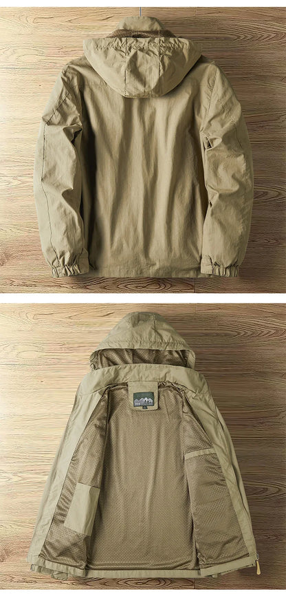 Men's Spring and Autumn Thin Section Punching Jacket Outdoor Jackets Men With Hat Clambing Streetwear Fashion