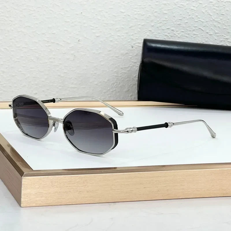 Ins Designer Alloy Sunglasses Square Germany Crafted Brand Luxury Design High Quality UV400 Classical Retro Eyeglasses with Case