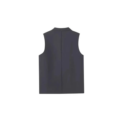 Summer Suit Vest Turn Down Collar Single-breasted Male Waist Sleeveless Pocket Versatile Business Casual Man Coat