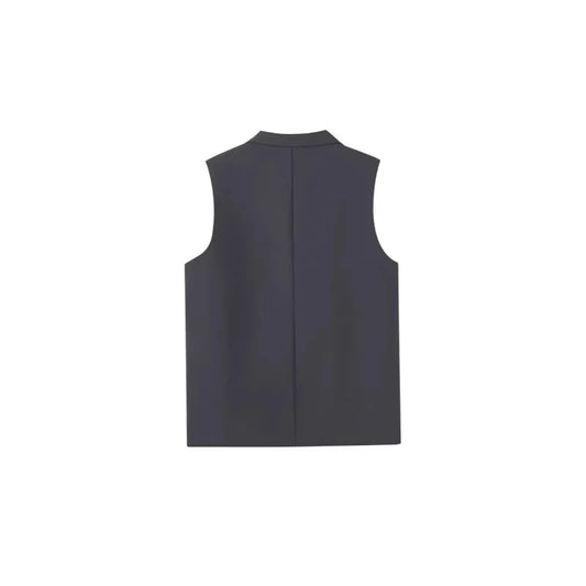 Summer Suit Vest Turn Down Collar Single-breasted Male Waist Sleeveless Pocket Versatile Business Casual Man Coat
