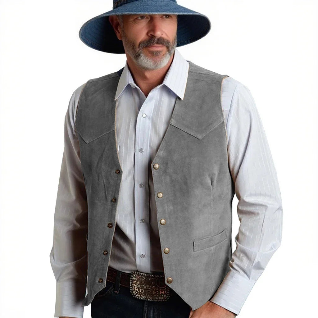 Mens Solid Suit Vests Slim Fit Classic V Neck Metal Buttons Suede Vest for Men Business Professional Smart Casual Waistcoat