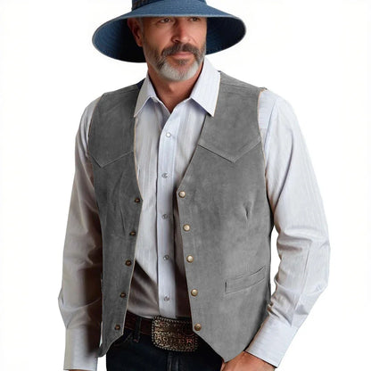 Mens Solid Suit Vests Slim Fit Classic V Neck Metal Buttons Suede Vest for Men Business Professional Smart Casual Waistcoat