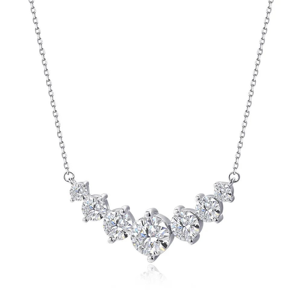 Smile Shape All Moissanite Pendant Necklace for Women 7-stone D Color Diamond Neck Chain S925 Sterling Silver Fine Jewelry