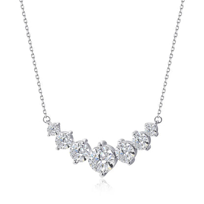 Smile Shape All Moissanite Pendant Necklace for Women 7-stone D Color Diamond Neck Chain S925 Sterling Silver Fine Jewelry