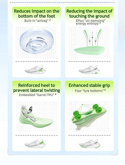 23613 Men Women Summer Lightweight Breathable Running Shoes Shock Absorb Thick Sole High Rebound Wearproof Sports Sneaker