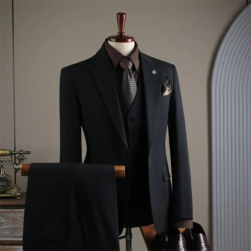 Evening Dinner Formal Slim Fit Suit Sets For Men Wedding Party Classic Tuxedos Fashion Banquet Male High-end Outfits 3 Pieces